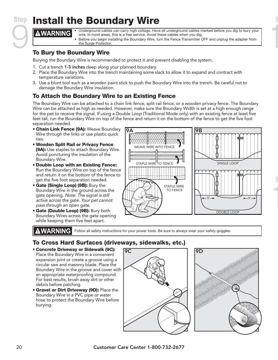 Install the boundary wire, Place the boundary flags, Fit the receiver collar | Step | Petsafe YardMax™ Rechargeable In-Ground Fence™ User Manual | Page 20 / 36