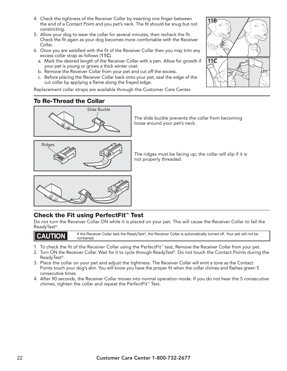 Check the fit using perfectfit, Test, 11c 11b | Petsafe YardMax™ Rechargeable In-Ground Fence™ User Manual | Page 22 / 36