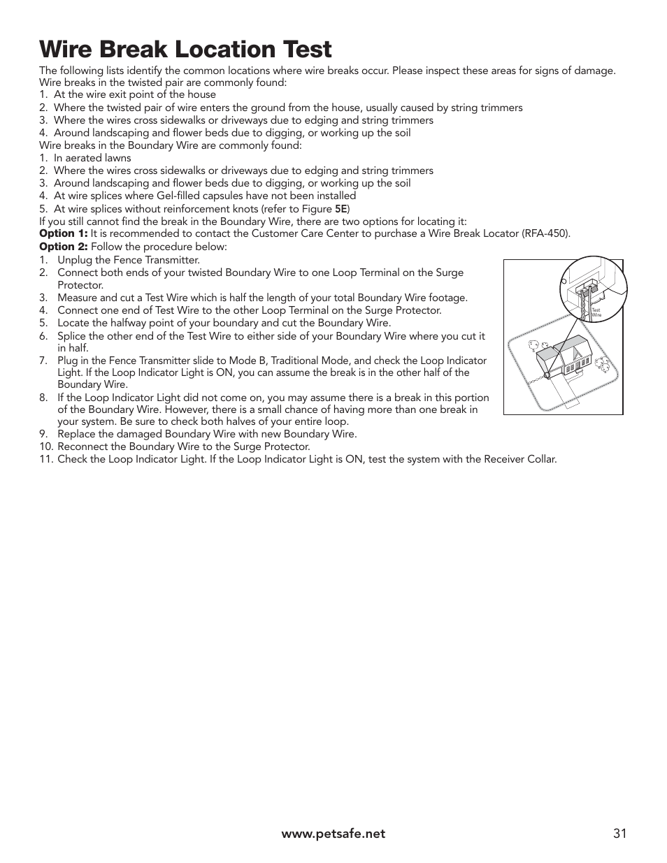 Wire break location test | Petsafe YardMax™ Rechargeable In-Ground Fence™ User Manual | Page 31 / 36