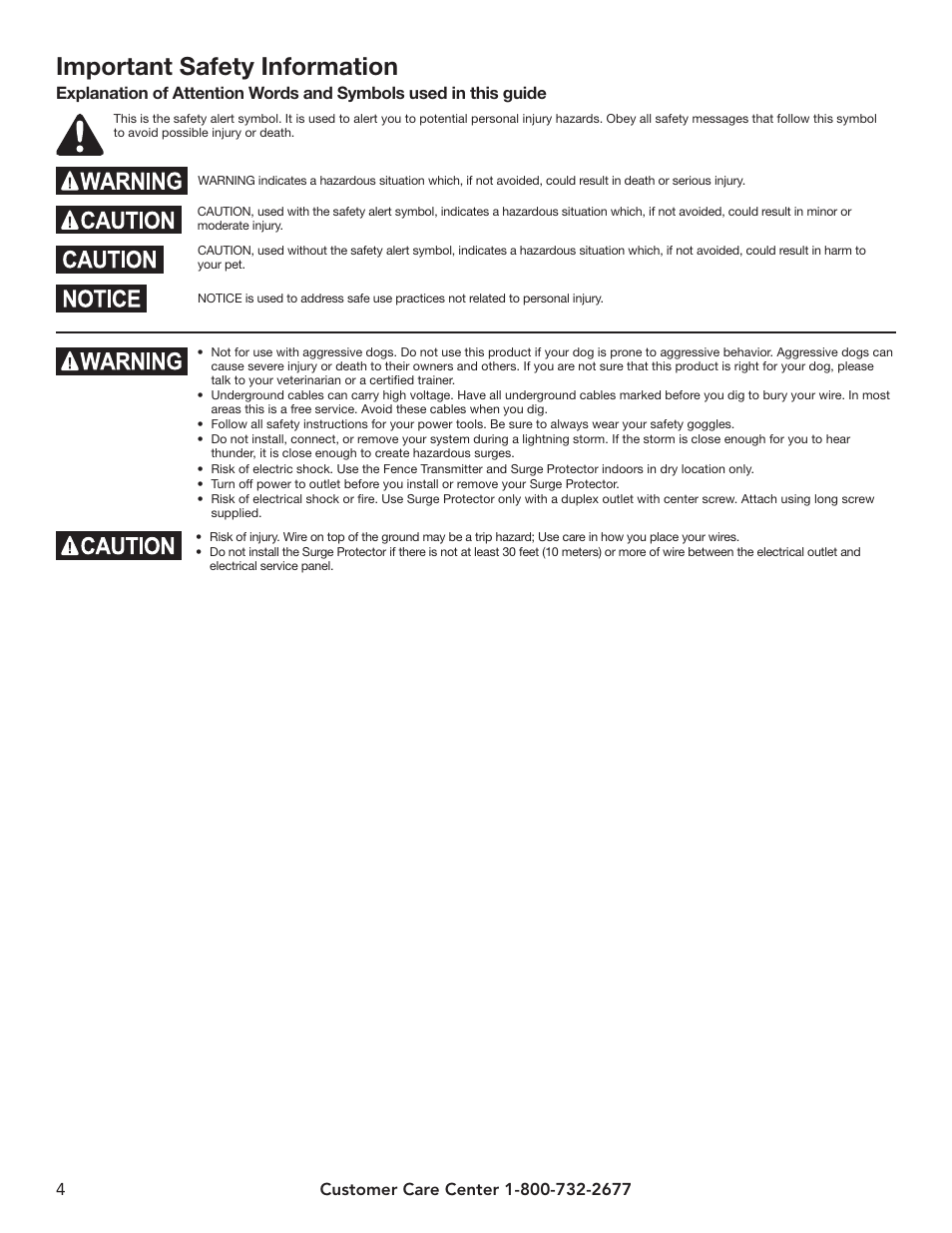 Important safety information | Petsafe YardMax™ Rechargeable In-Ground Fence™ User Manual | Page 4 / 36