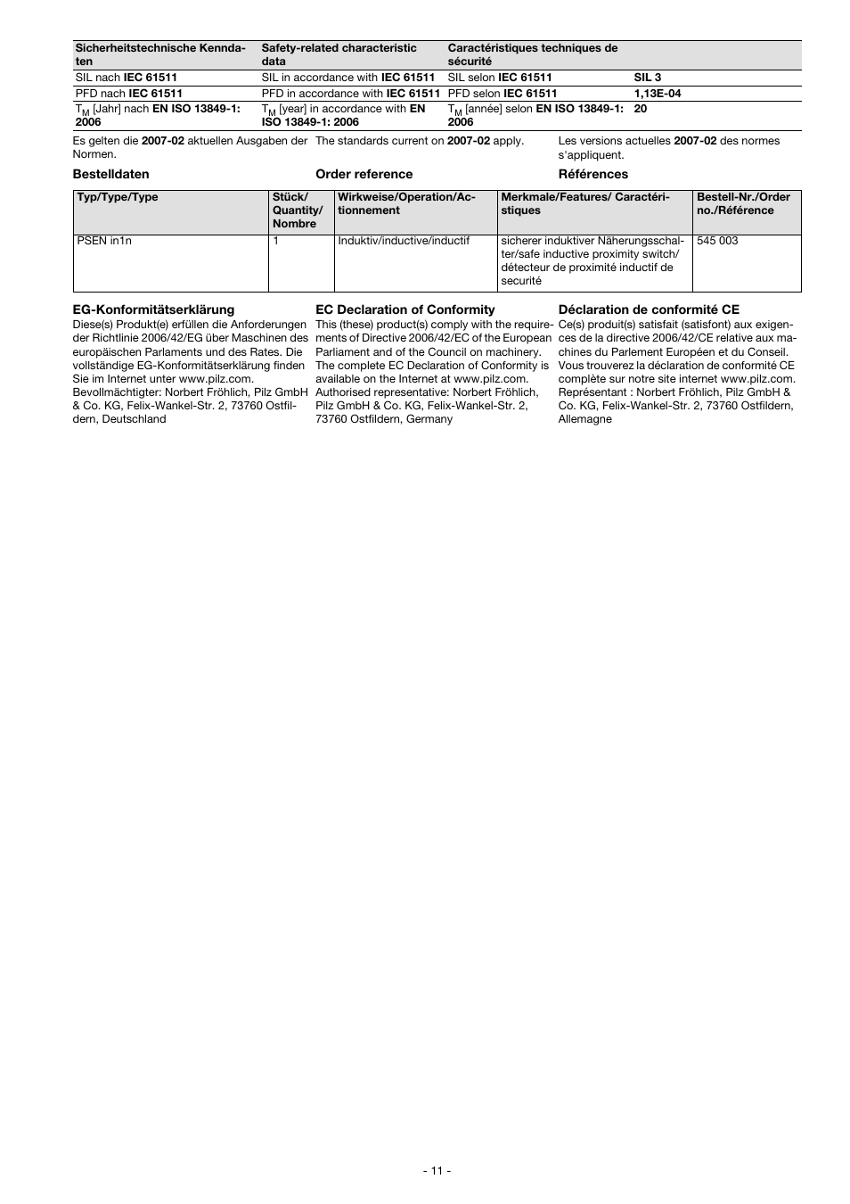 Pilz PSEN in1n User Manual | Page 11 / 12