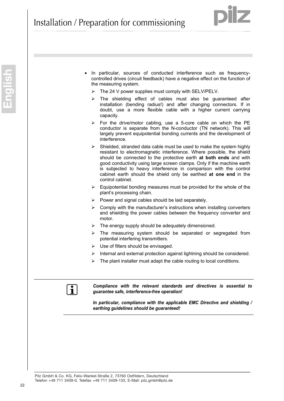 English, Installation / preparation for commissioning | Pilz PSEN enc s2 eCAM User Manual | Page 24 / 46