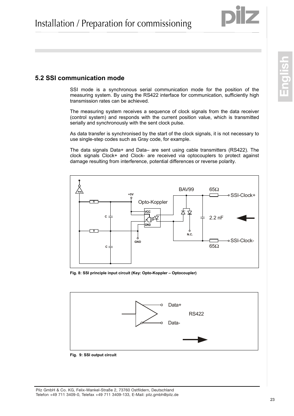 Ssi communication mode, English, Installation / preparation for commissioning | 2 ssi communication mode | Pilz PSEN enc s2 eCAM User Manual | Page 25 / 46