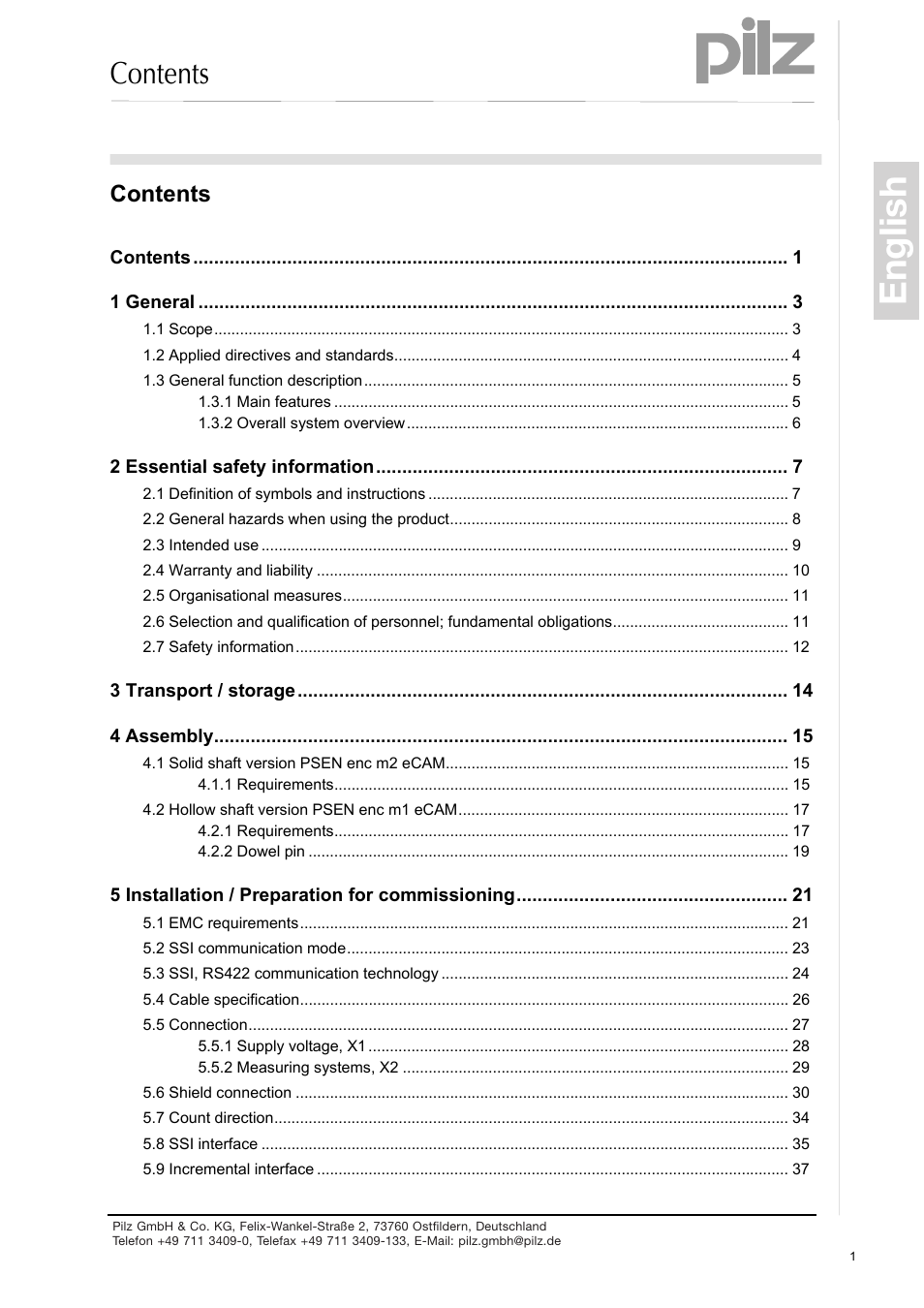 Pilz PSEN enc s2 eCAM User Manual | Page 3 / 46