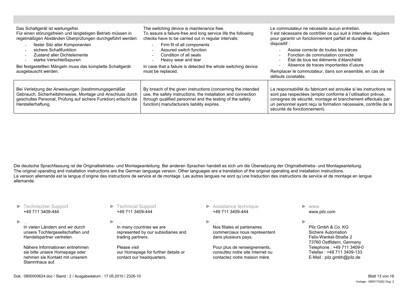 Pilz PSEN me1.21S / 1AR User Manual | Page 13 / 16