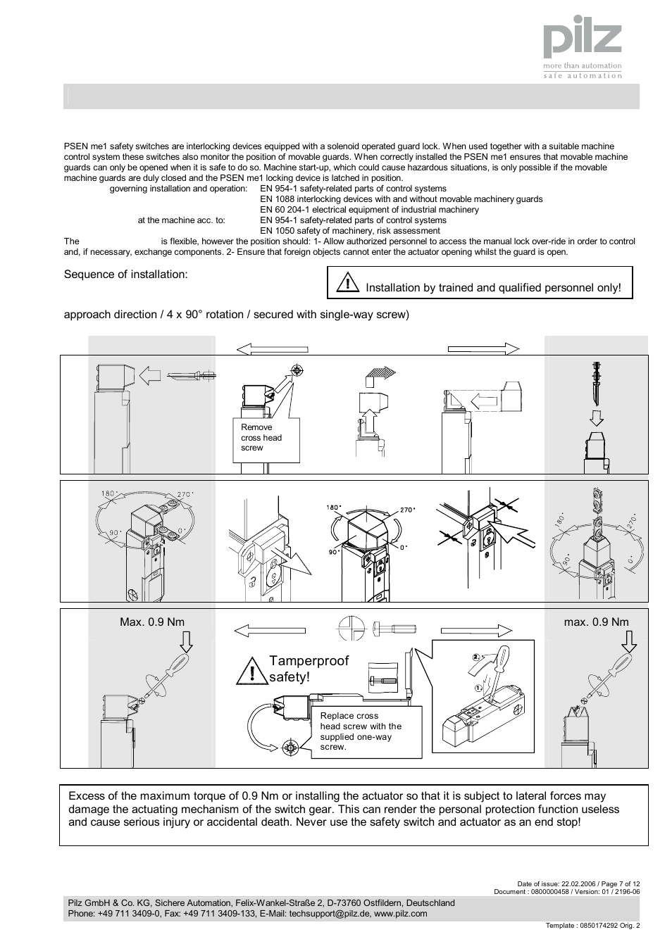 Pilz PSEN me1.21S / 1AR User Manual | 6 pages