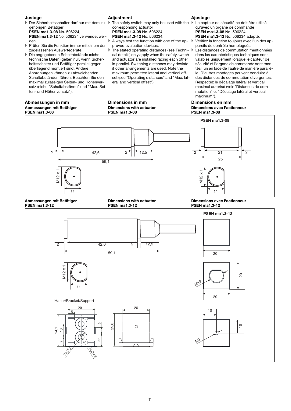 Pilz PSEN ma1.3b-23/PSEN ma1.3-12/12mm/1unit User Manual | Page 7 / 10