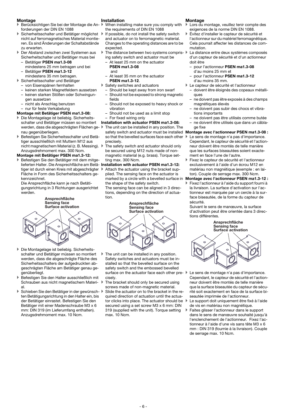 Pilz PSEN ma1.3b-25/PSEN ma1.3-12/12mm/ix1/1u User Manual | Page 6 / 10
