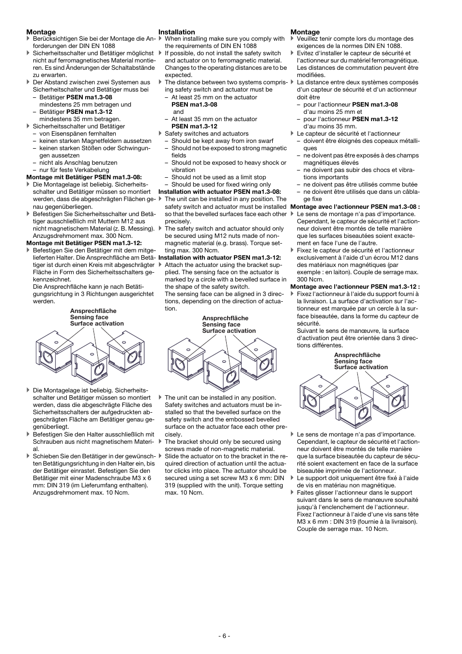 Pilz PSEN ma1.3p-20/PSEN ma1.3-12/12mm/1unit User Manual | Page 6 / 10