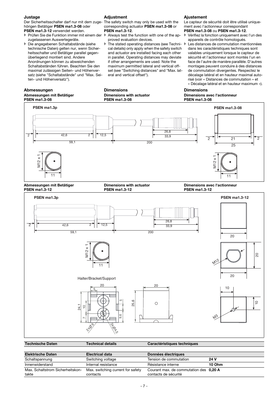 Pilz PSEN ma1.3p-20/PSEN ma1.3-12/12mm/1unit User Manual | Page 7 / 10