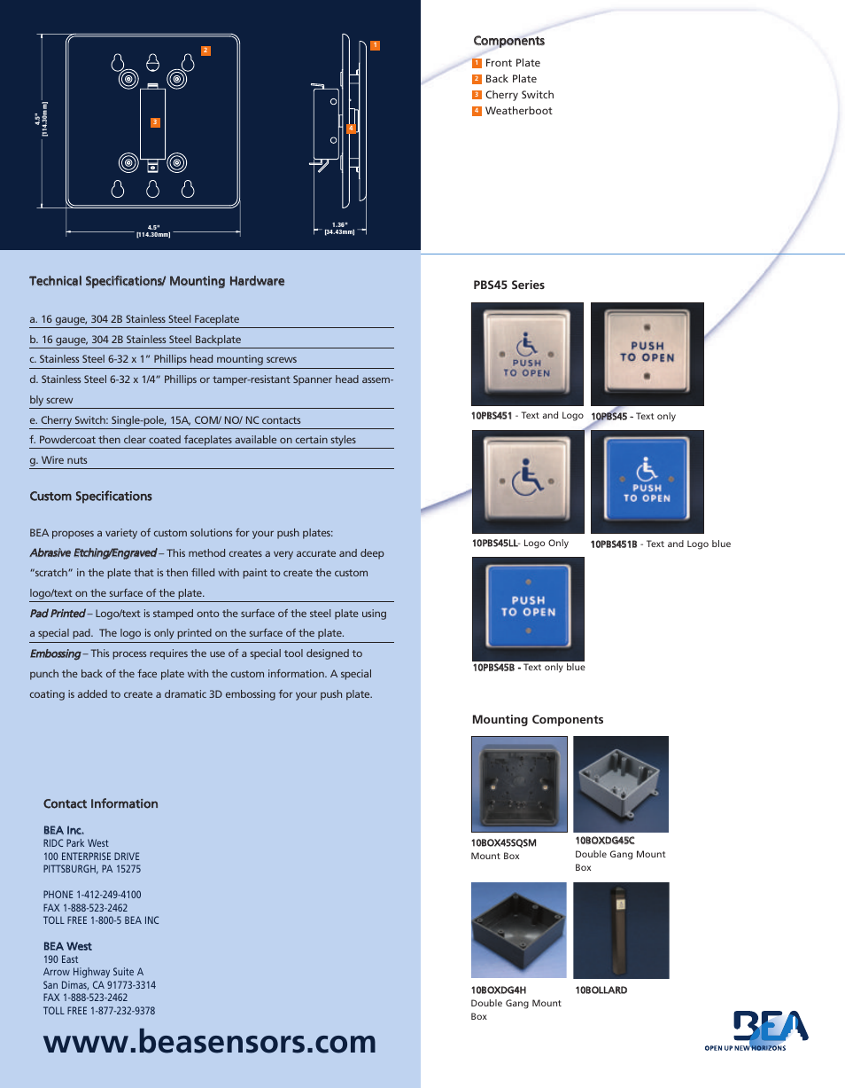 BEA Halma PBS45 Series User Manual | Page 2 / 2