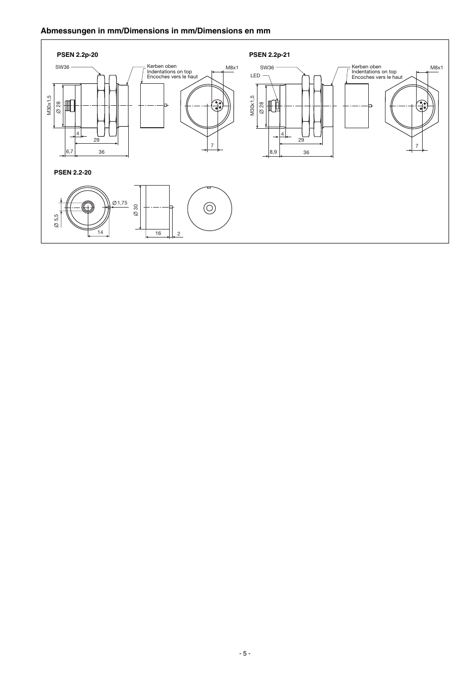 Pilz PSEN 2.2p-21/LED/8mm 1 switch User Manual | Page 5 / 6