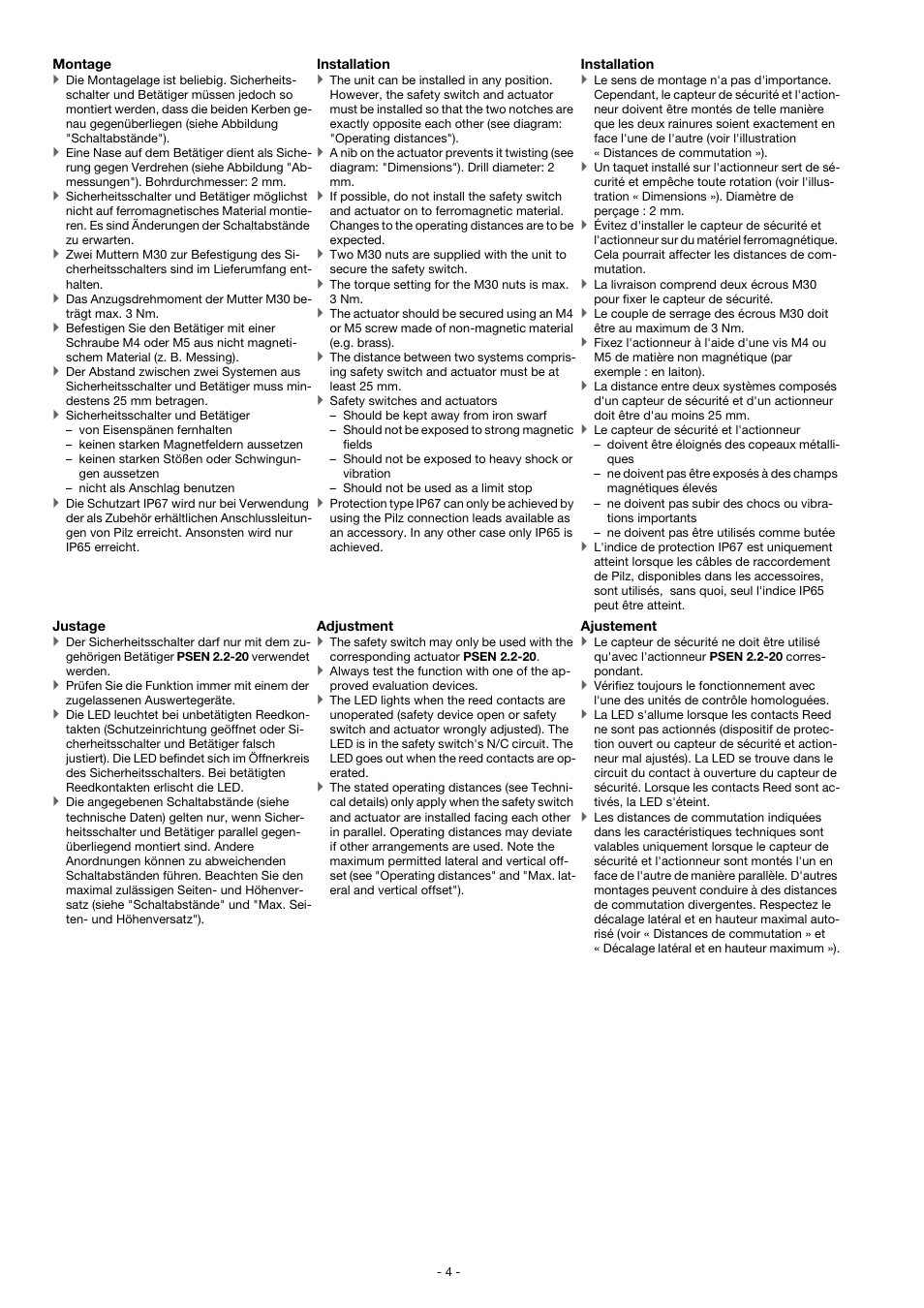 Pilz PSEN 2.2p-24/PSEN2.2-20/LED/8mm/ATEX User Manual | Page 4 / 6