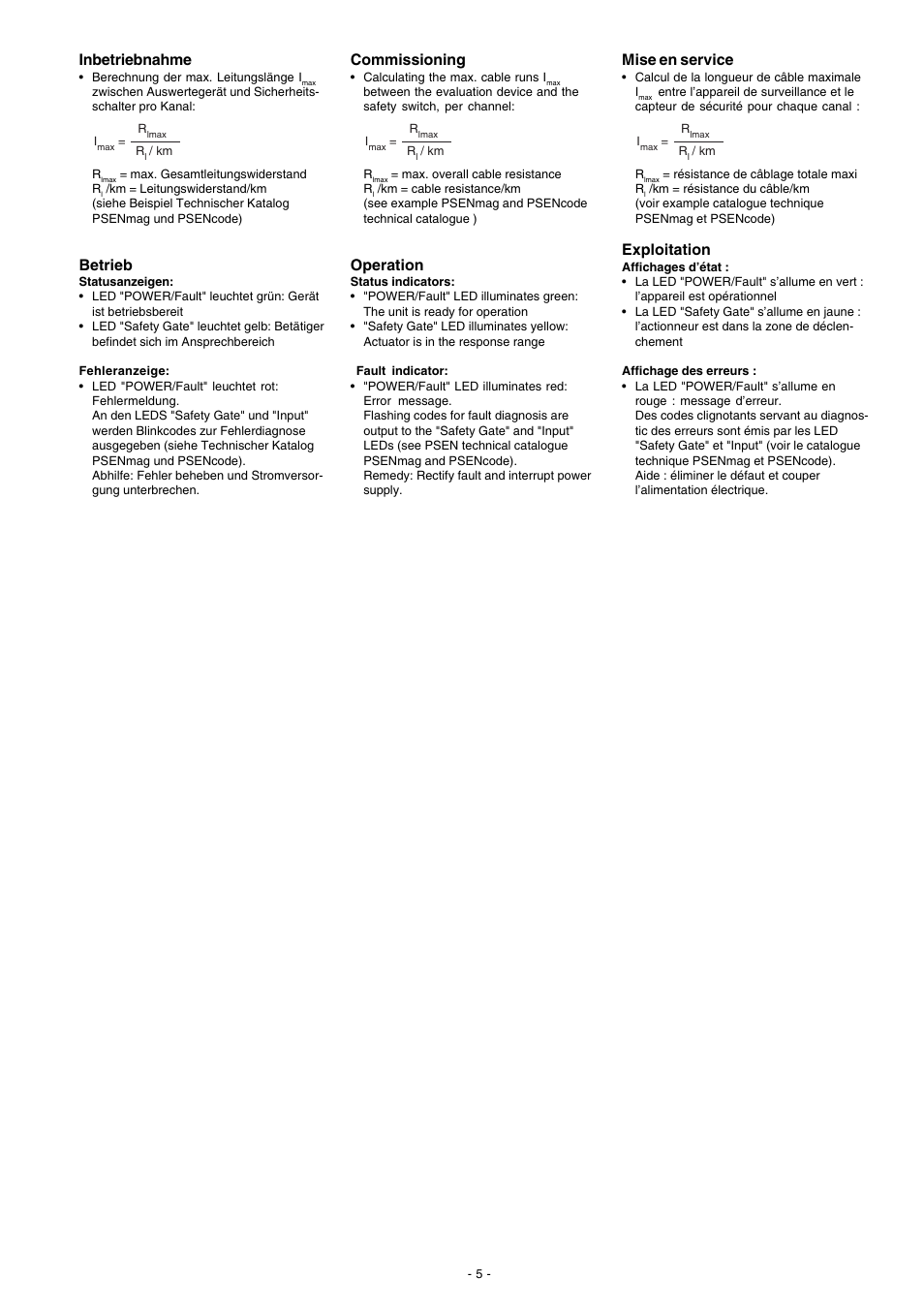 Inbetriebnahme, Betrieb, Commissioning | Operation, Mise en service, Exploitation | Pilz PSEN cs4.1 1 actuator User Manual | Page 5 / 10