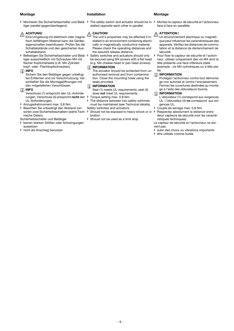 Pilz PSEN cs3.1 M12/8-1.5m User Manual | Page 9 / 16