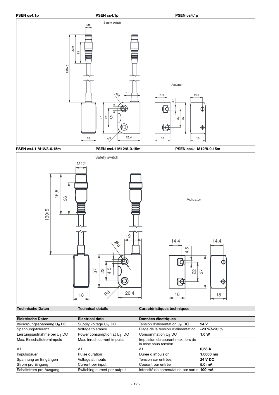 Pilz PSEN cs4.1b 1switch User Manual | Page 12 / 15