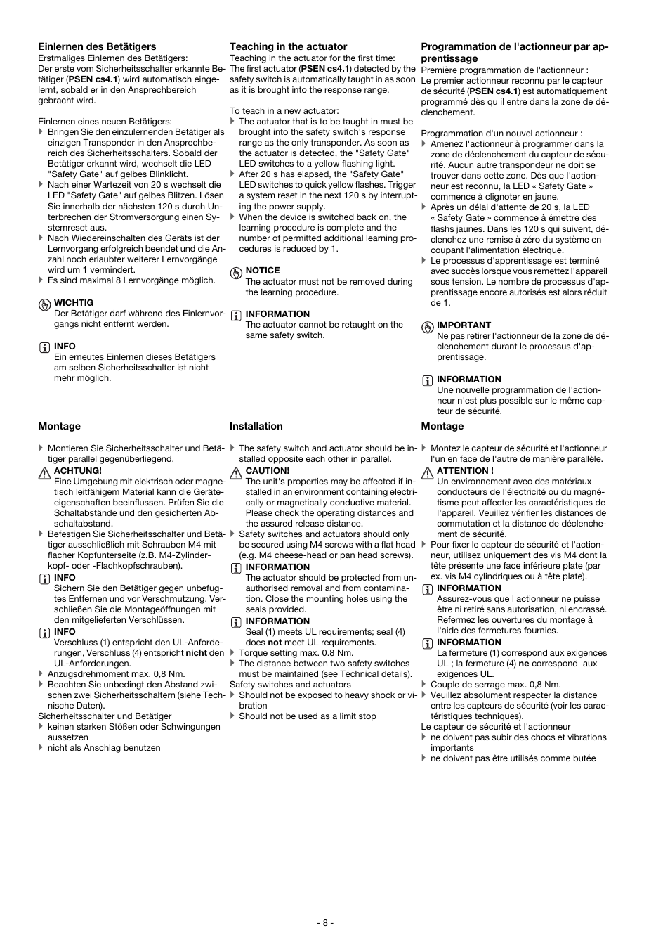 Pilz PSEN cs4.1b 1switch User Manual | Page 8 / 15