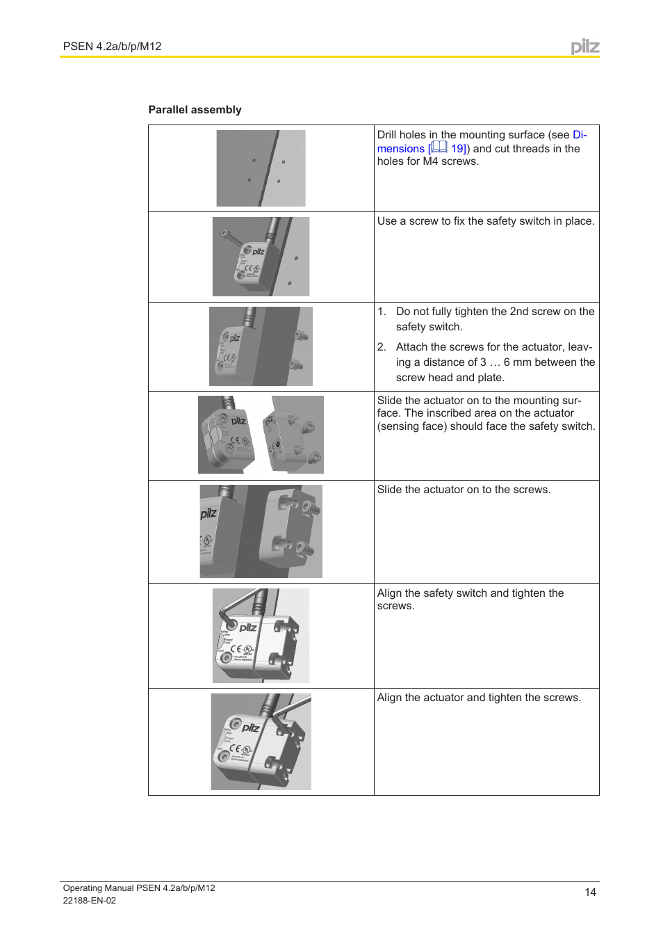 Parallel assembly | Pilz PSEN cs4.2a User Manual | Page 14 / 27