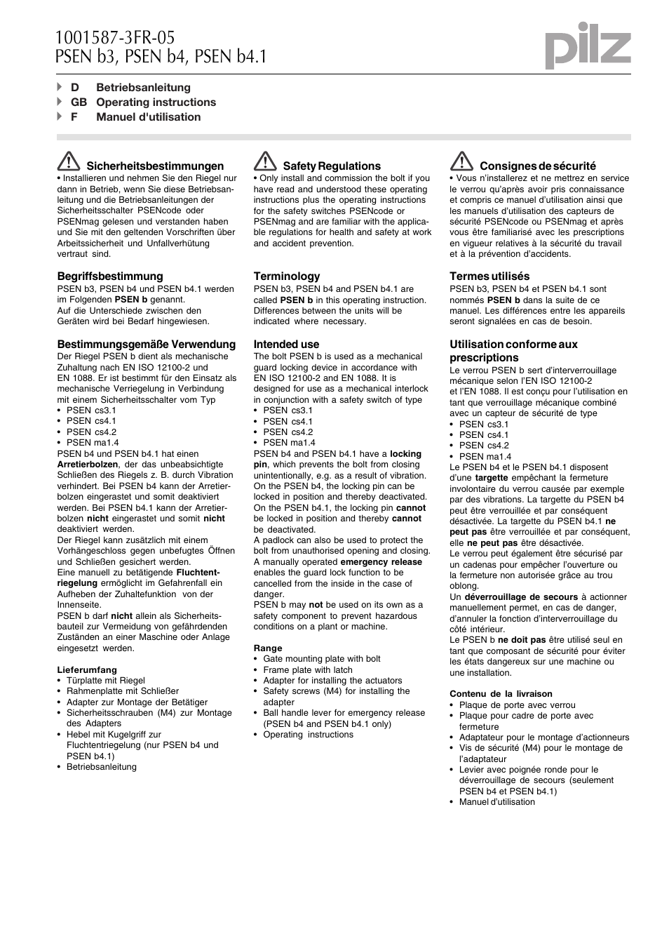 Pilz PSEN b5 User Manual | 6 pages