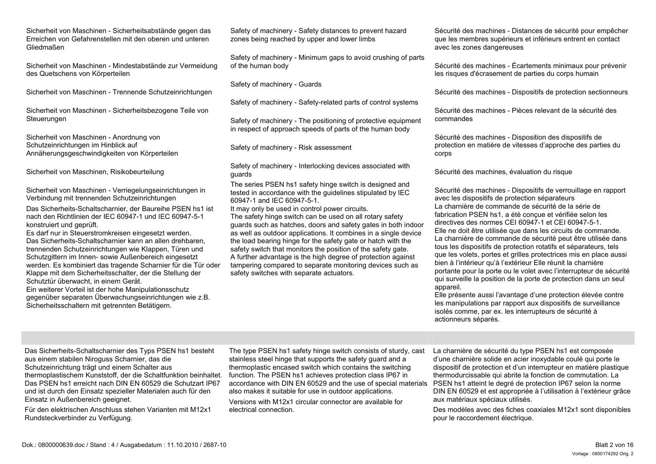 Pilz PSEN hs1.2p User Manual | Page 2 / 16