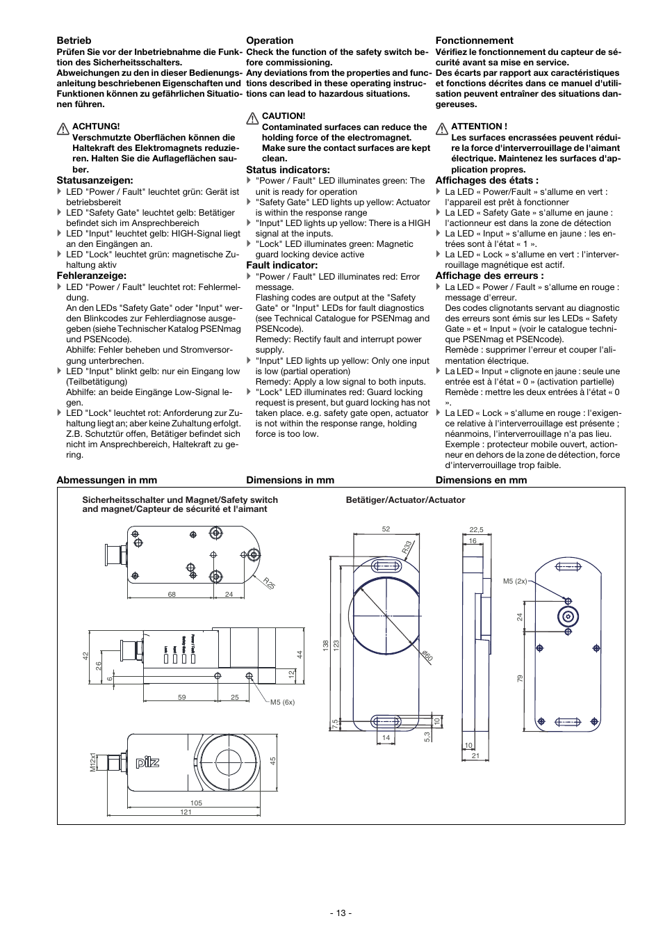 Pilz PSEN sl-0.5fm 1unit User Manual | Page 13 / 16