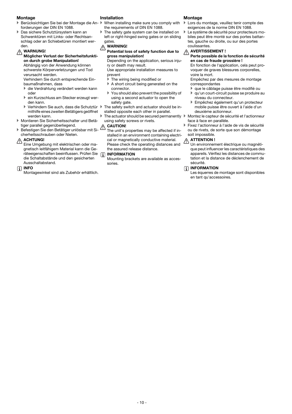 Pilz PSEN sl-1.0fm 1unit User Manual | Page 10 / 18