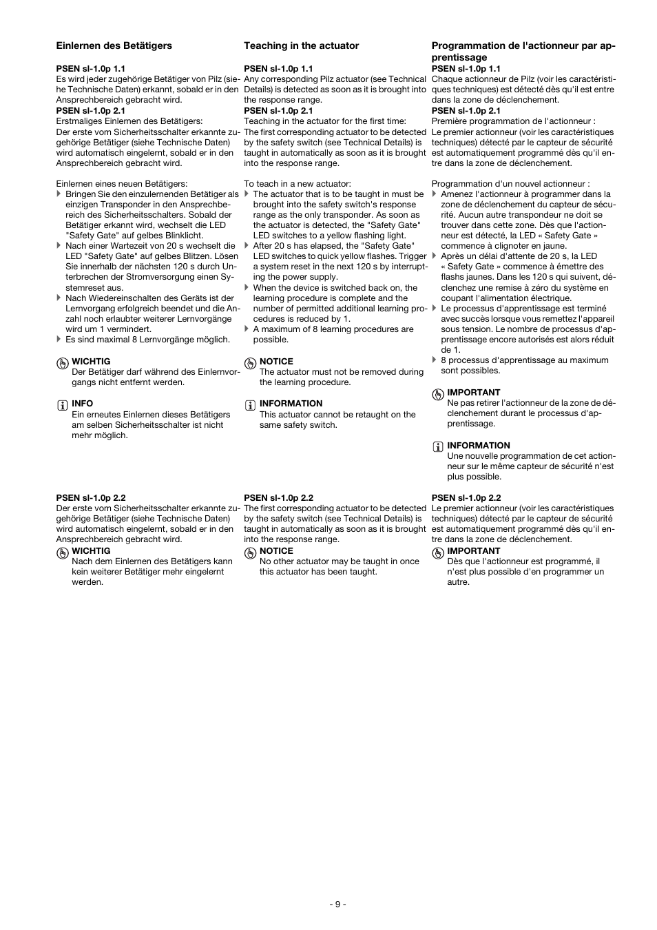 Pilz PSEN sl-1.0fm 1unit User Manual | Page 9 / 18