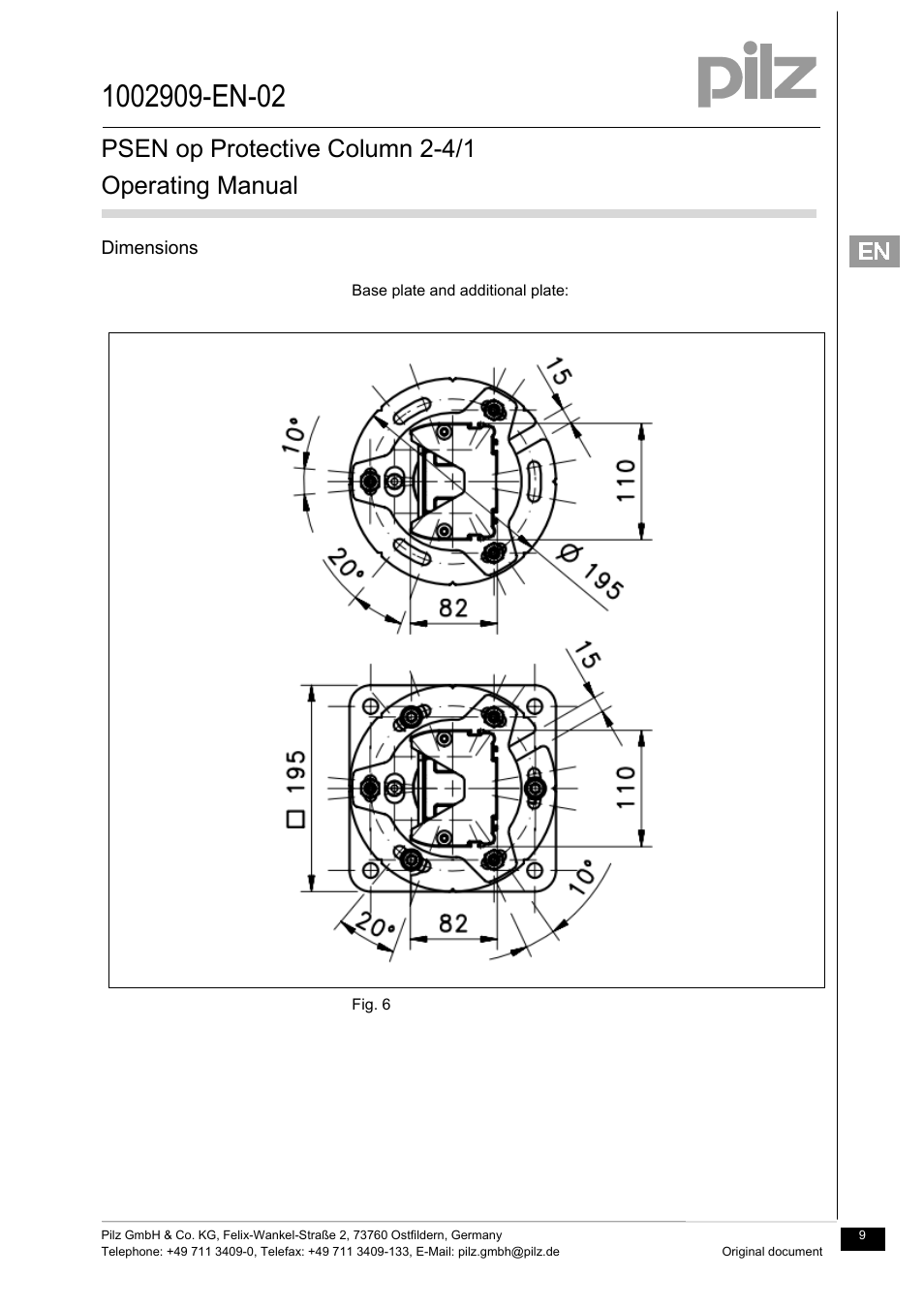 Psen op protective column 2-4/1 operating manual | Pilz PSEN op Protective Column 4-090/1 User Manual | Page 9 / 11