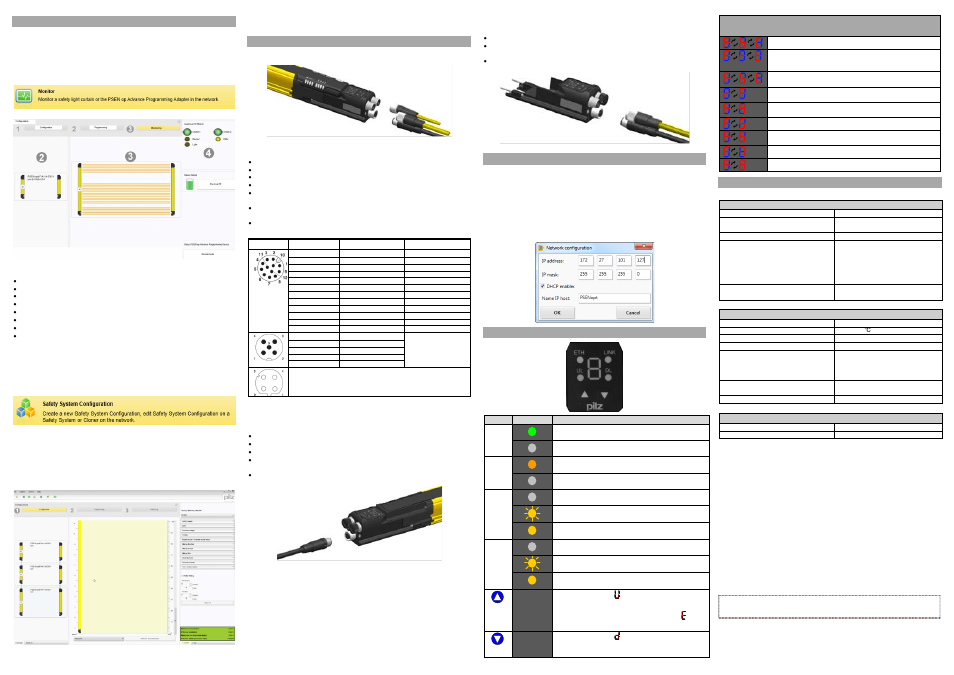 Online monitoring and configuration, Connection, Tcp/ip configuration | User interface, Technical details | Pilz PSEN op Advanced Programming Adapter User Manual | Page 2 / 2