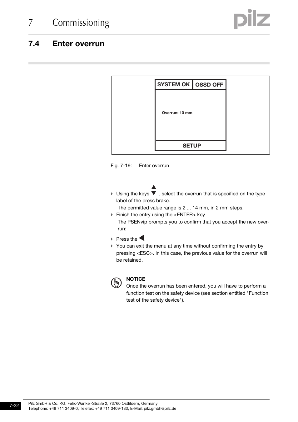 7commissioning, 4 enter overrun | Pilz PSENvip RL D P User Manual | Page 106 / 157