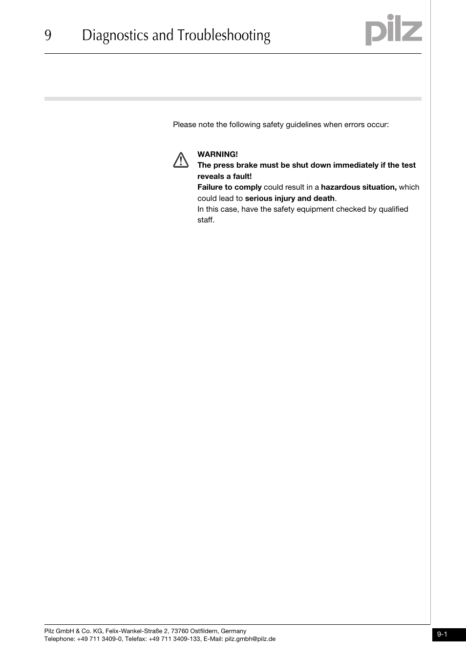 Diagnostics and troubleshooting, 9diagnostics and troubleshooting | Pilz PSENvip RL D P User Manual | Page 123 / 157