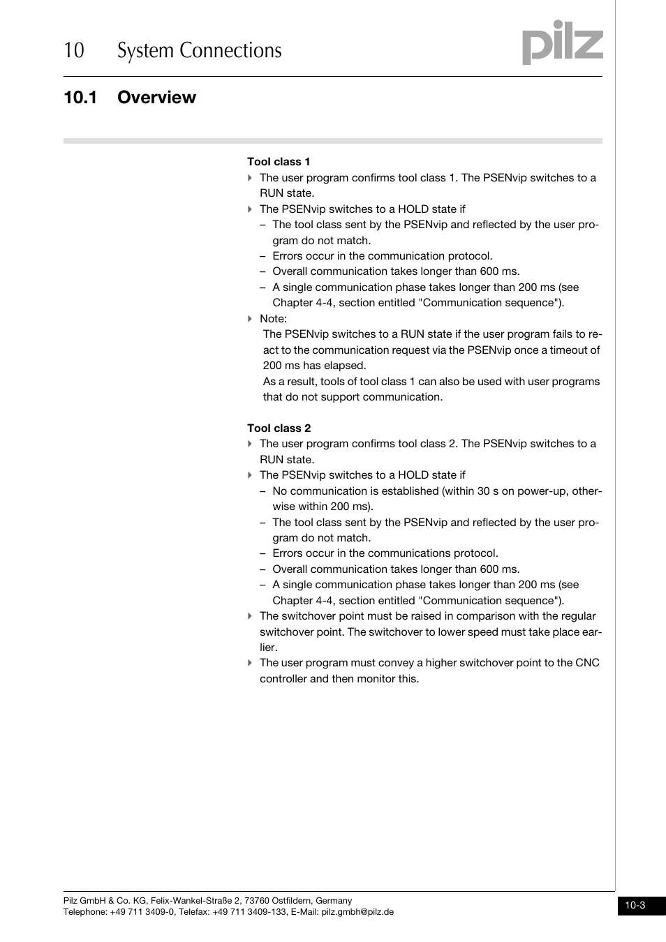 10 system connections, 1 overview | Pilz PSENvip RL D P User Manual | Page 133 / 157