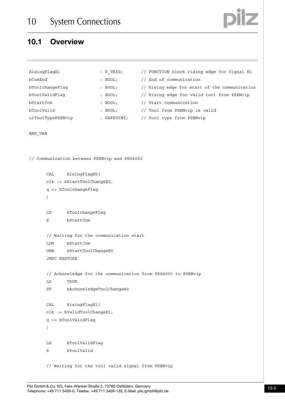 10 system connections, 1 overview | Pilz PSENvip RL D P User Manual | Page 135 / 157