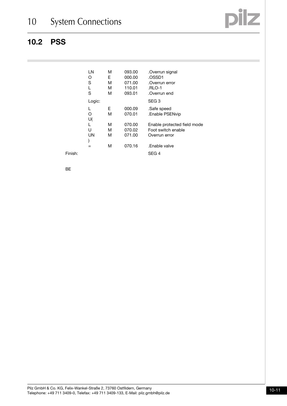 10 system connections, 2 pss | Pilz PSENvip RL D P User Manual | Page 141 / 157