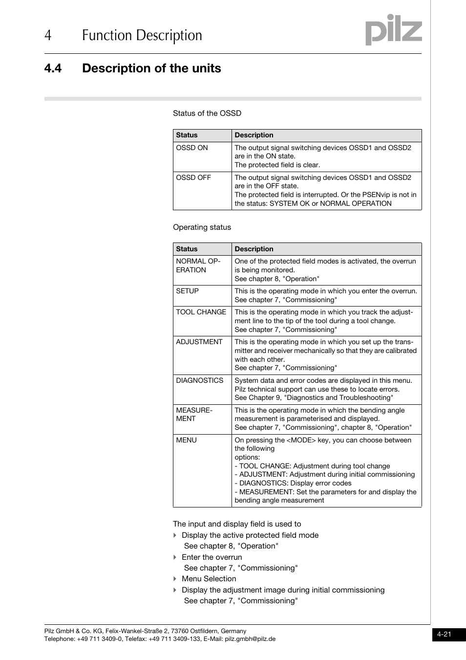 4function description, 4 description of the units | Pilz PSENvip RL D P User Manual | Page 49 / 157