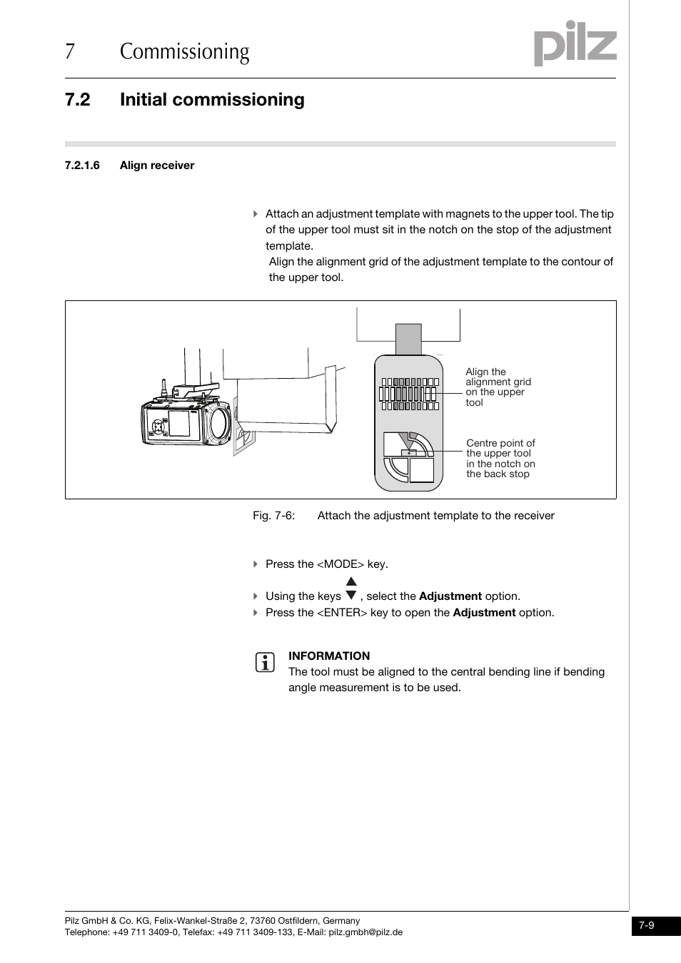 Align receiver, 7commissioning, 2 initial commissioning | Pilz PSENvip RL D P User Manual | Page 93 / 157