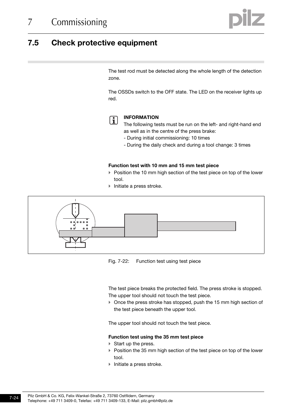 7commissioning, 5 check protective equipment | Pilz PSENvip RL D P User Manual | Page 105 / 148