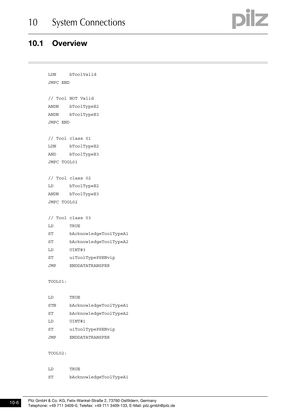 10 system connections, 1 overview | Pilz PSENvip RL D P User Manual | Page 127 / 148