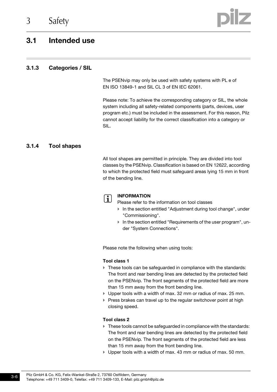 3 categories / sil, 4 tool shapes, 3safety | 1 intended use | Pilz PSENvip RL D P User Manual | Page 22 / 148