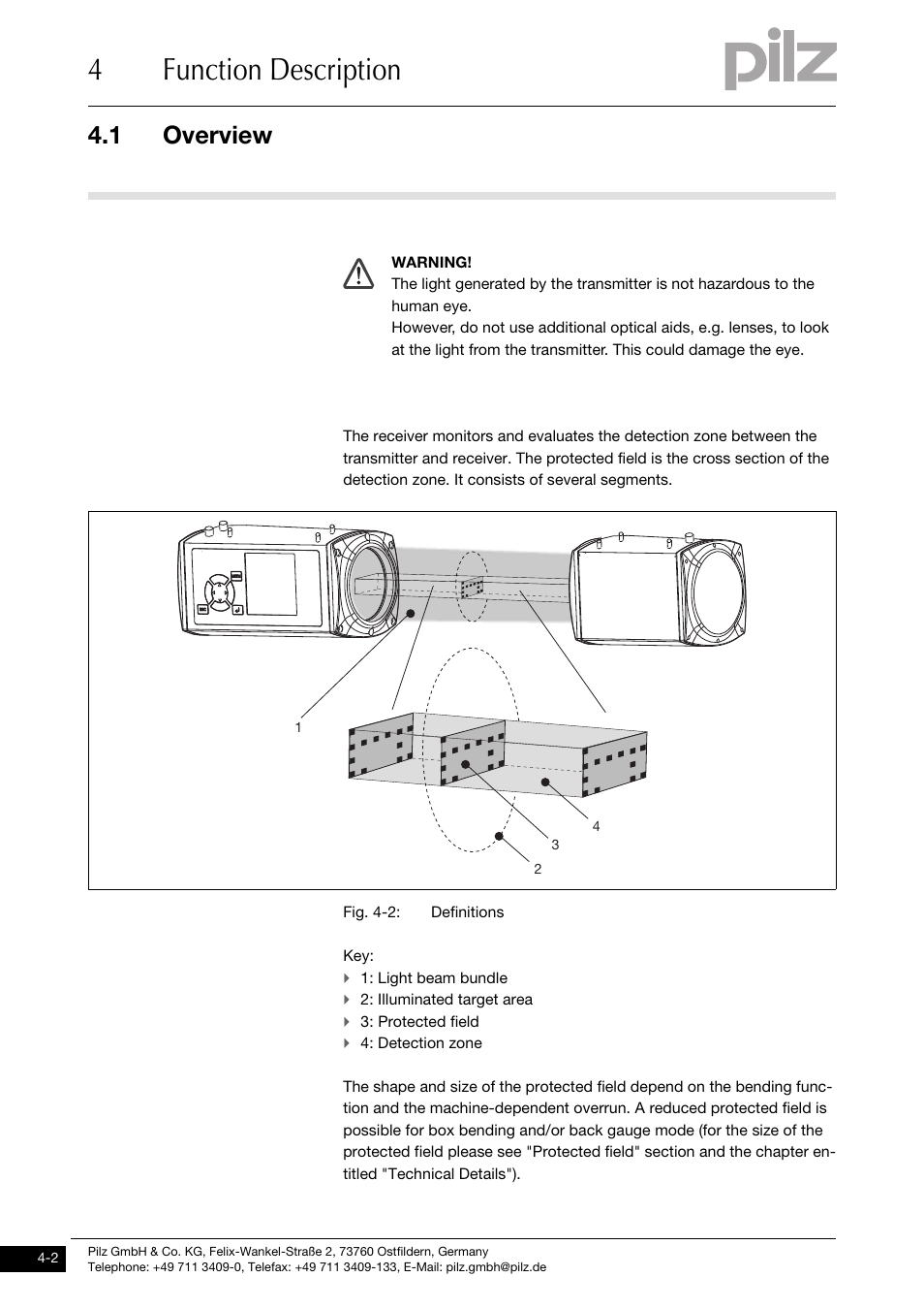 4function description, 1 overview | Pilz PSENvip RL D P User Manual | Page 29 / 148