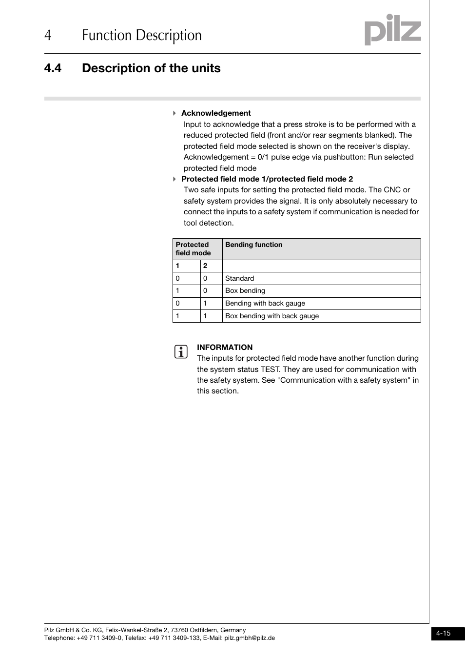 4function description, 4 description of the units | Pilz PSENvip RL D P User Manual | Page 42 / 148