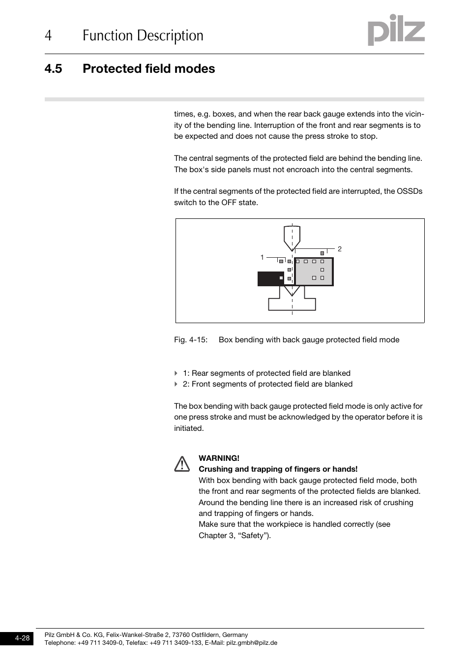 4function description, 5 protected field modes | Pilz PSENvip RL D P User Manual | Page 55 / 148