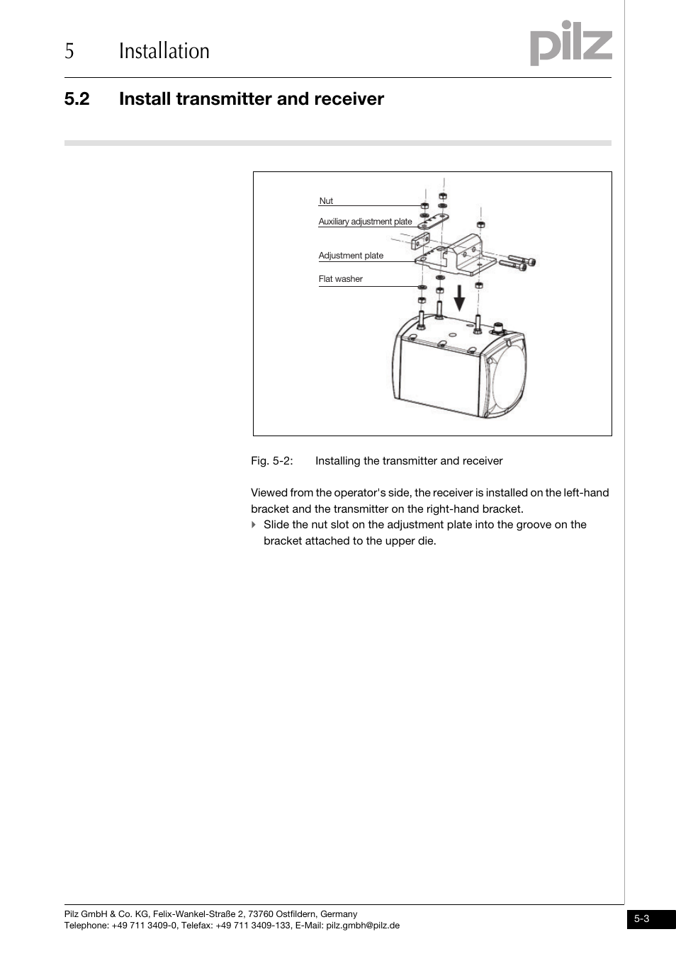 5installation, 2 install transmitter and receiver | Pilz PSENvip RL D P User Manual | Page 68 / 148