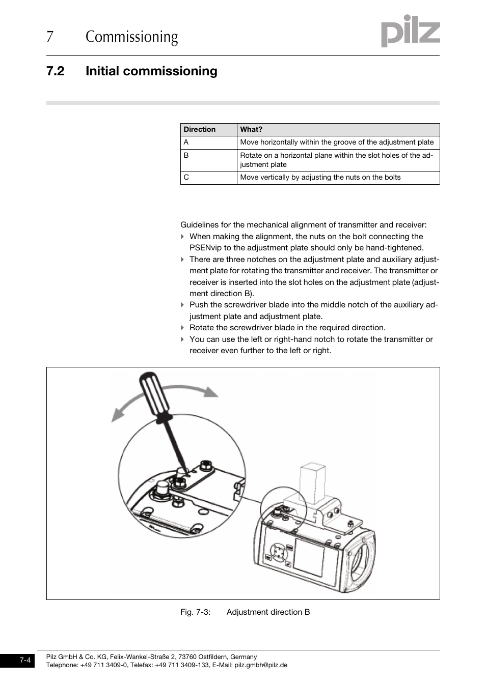 7commissioning, 2 initial commissioning | Pilz PSENvip RL D P User Manual | Page 85 / 148