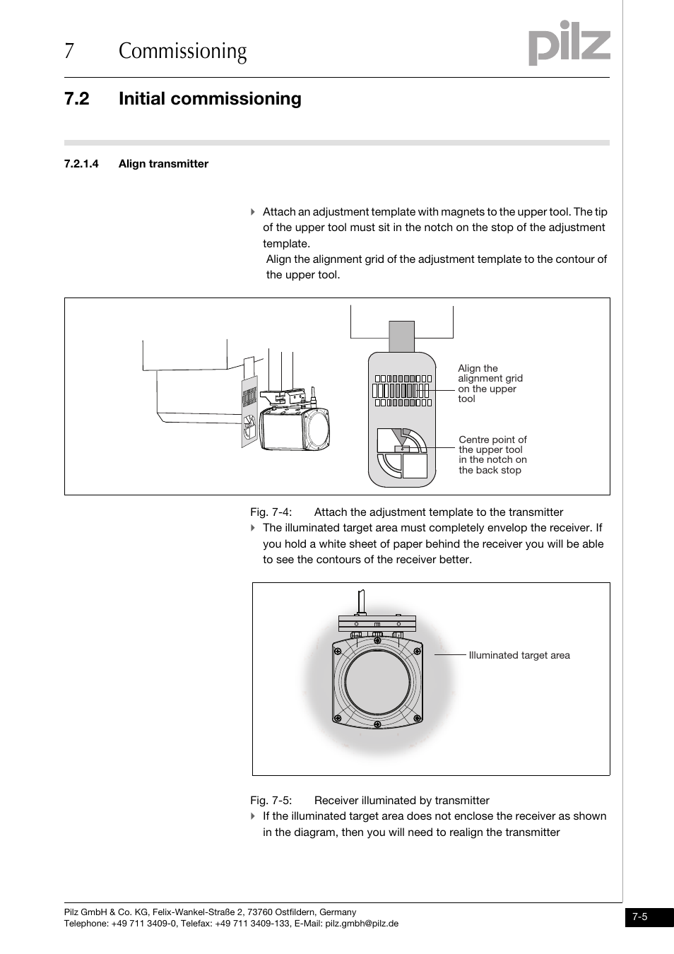 4 align transmitter, 7commissioning, 2 initial commissioning | Pilz PSENvip RL D P User Manual | Page 86 / 148