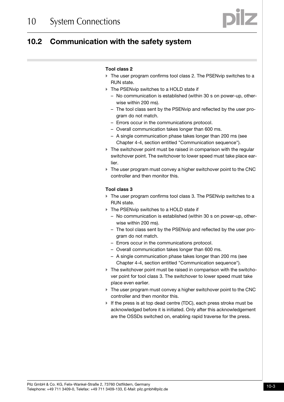 10 system connections, 2 communication with the safety system | Pilz PSENvip RL D P User Manual | Page 125 / 139