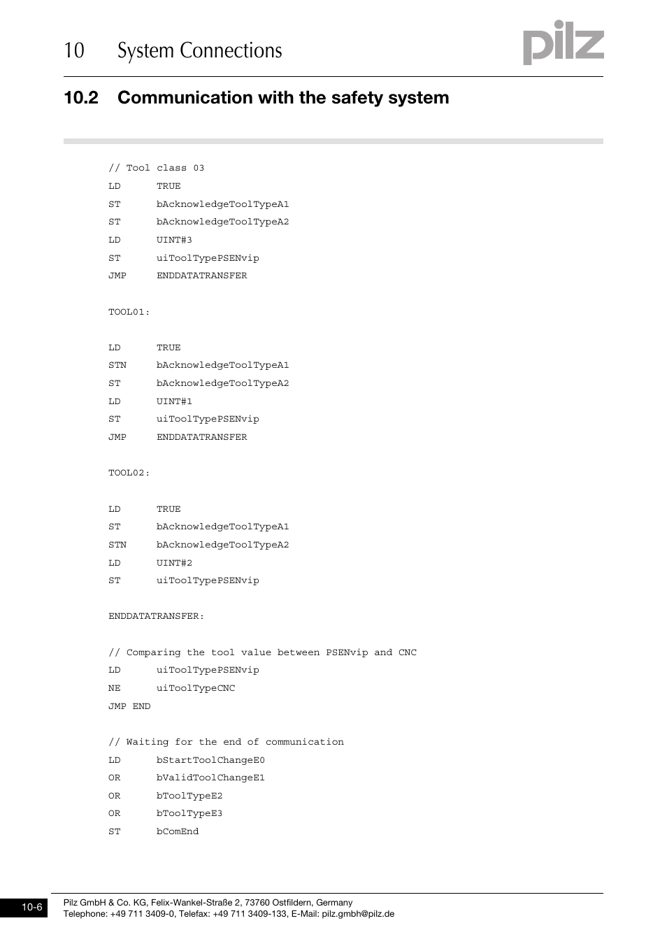 10 system connections, 2 communication with the safety system | Pilz PSENvip RL D P User Manual | Page 128 / 139