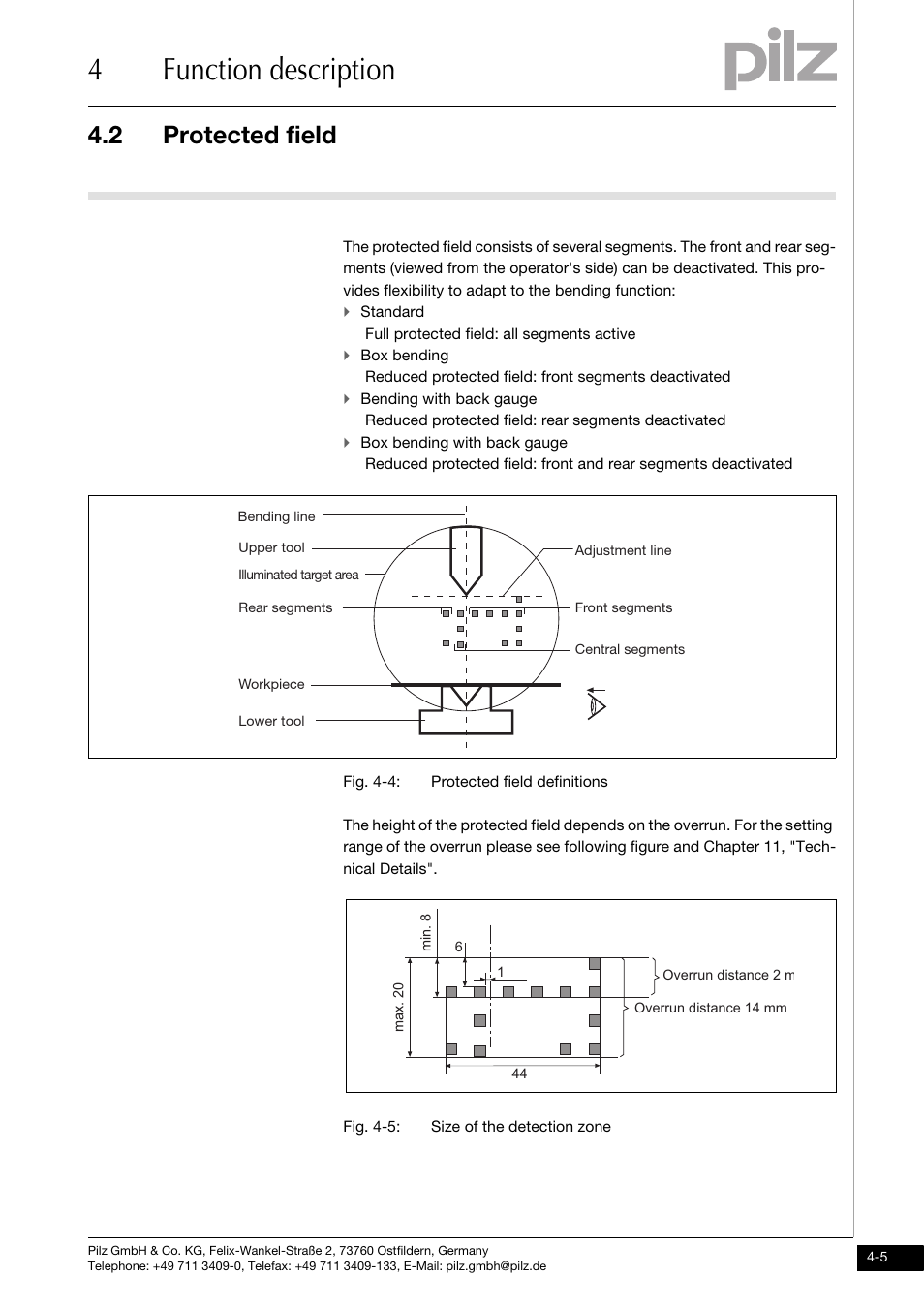Protected field, 4function description, 2 protected field | Pilz PSENvip RL D P User Manual | Page 33 / 139
