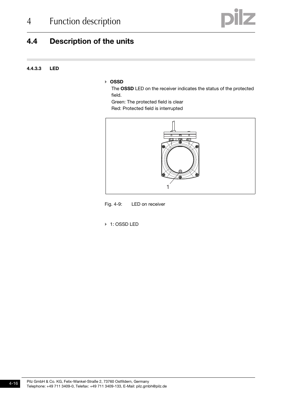 4function description, 4 description of the units | Pilz PSENvip RL D P User Manual | Page 44 / 139