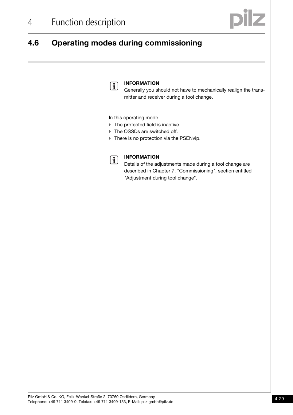 4function description, 6 operating modes during commissioning | Pilz PSENvip RL D P User Manual | Page 57 / 139